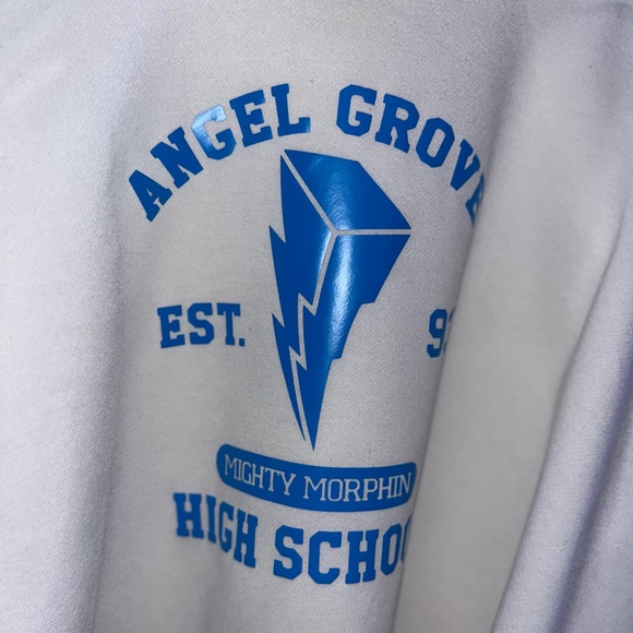 Power Rangers white and blue crew neck sweater XL unisex with pink trucker hat - Picture 8 of 8